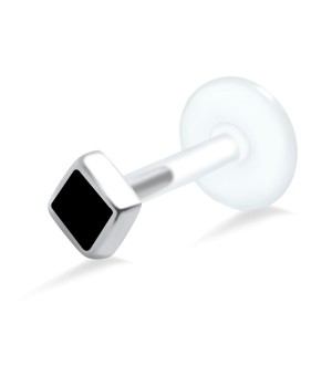 Enameled Square Labret Silver LA-157